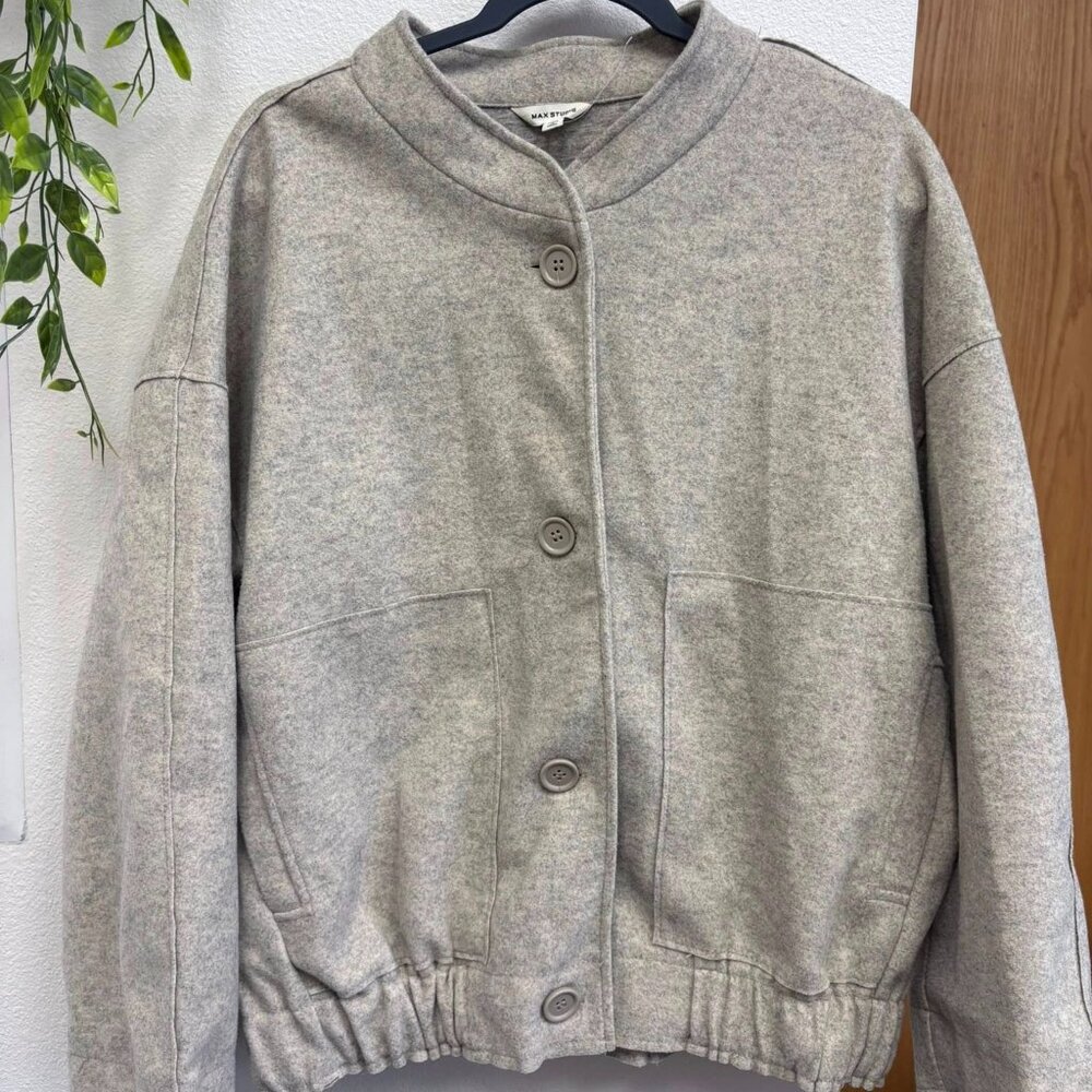 Light Gray Wool-Blend Bomber Jacket - image 1